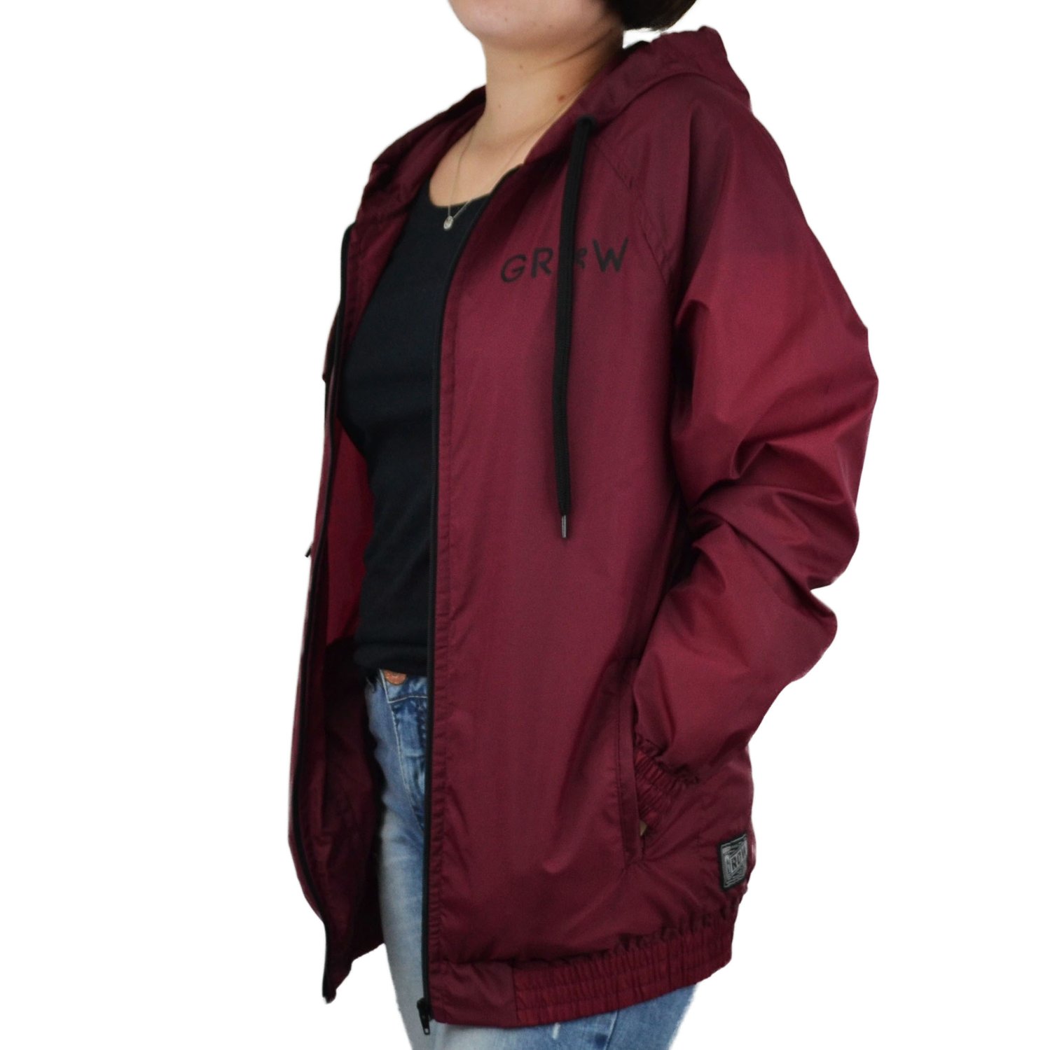 jaqueta de nylon com capuz feminina