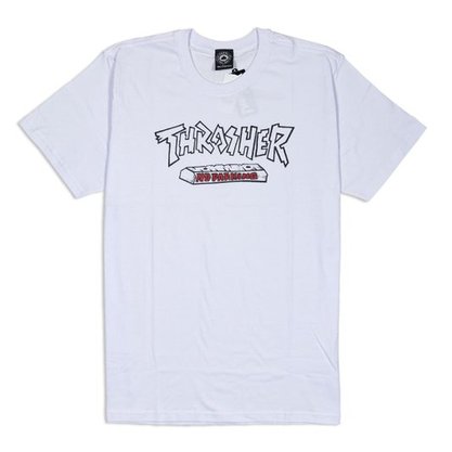 Camiseta Thrasher No Parking Block Logo Branco 